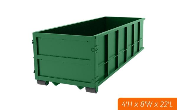 the twenty yard dumpsters can be delivered to your location and picked up when your rental period is over